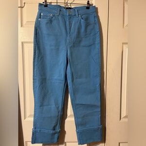 asos Design Wide Leg Deep Hem Pants Jeans Women’s Cobalt Blue Size 32/36 EUC